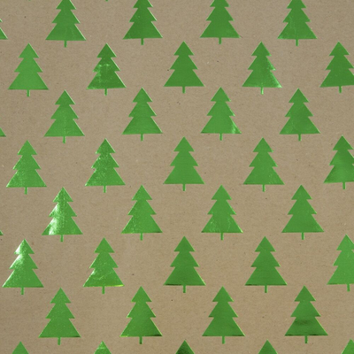 Kraft Green Trees Christmas Trees Wrapping Paper (25 Sq Ft)