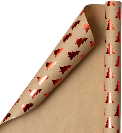 Kraft Red Christmas Trees Wrapping Paper (25 Sq Ft)
