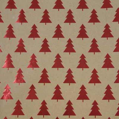 Kraft Red Christmas Trees Wrapping Paper (25 Sq Ft)