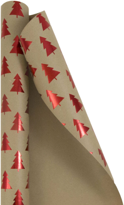 Kraft Trees Christmas Wrapping Paper Set (50 Sq Ft) - 2 Rolls