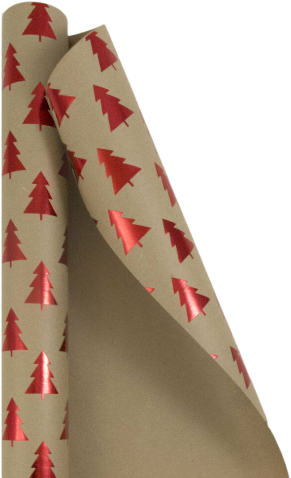 Kraft Trees Christmas Wrapping Paper Set (50 Sq Ft) - 2 Rolls