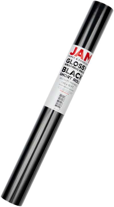 Black Glossy Wrapping Paper - Short Mini Roll (26.3 Sq Ft)