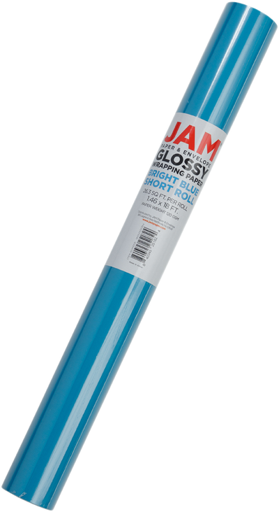 Bright Blue Glossy Wrapping Paper - Short Mini Roll (26.3 Sq Ft)