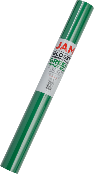Green Glossy Wrapping Paper - Short Mini Roll (26.3 Sq Ft)
