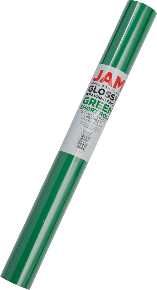Green Glossy Wrapping Paper - Short Mini Roll (26.3 Sq Ft)