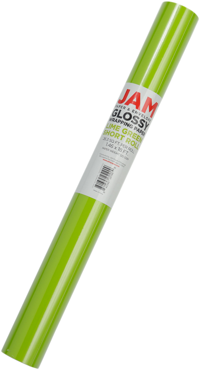 Lime Green Glossy Wrapping Paper - Short Mini Roll (26.3 Sq Ft)