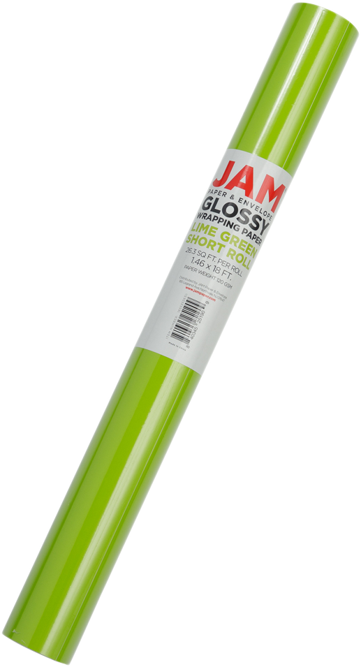 Lime Green Glossy Wrapping Paper - Short Mini Roll (26.3 Sq Ft)