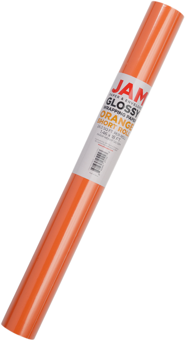 Orange Glossy Wrapping Paper - Short Mini Roll (26.3 Sq Ft)