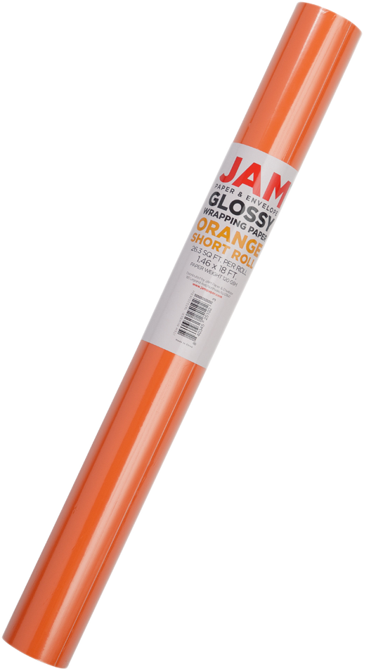 Orange Glossy Wrapping Paper - Short Mini Roll (26.3 Sq Ft)