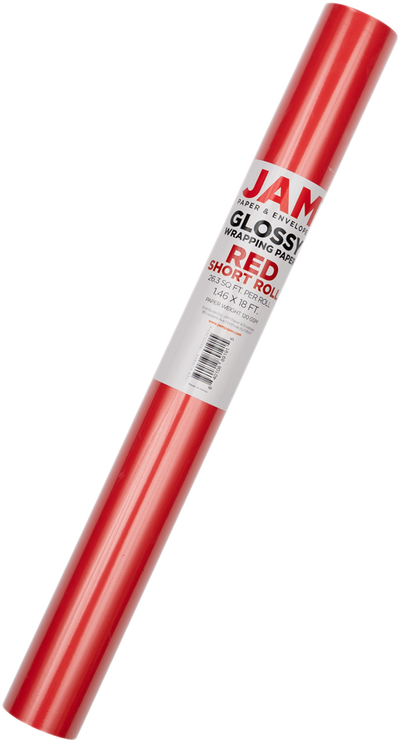 Red Glossy Wrapping Paper - Short Mini Roll (26.3 Sq Ft)