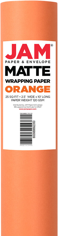 Orange Matte Wrapping Paper (25 Sq Ft)