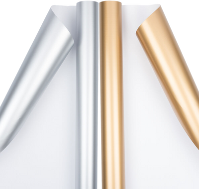 Gold and Silver Matte Wrapping Paper Set (50 Sq Ft) - 2 Rolls