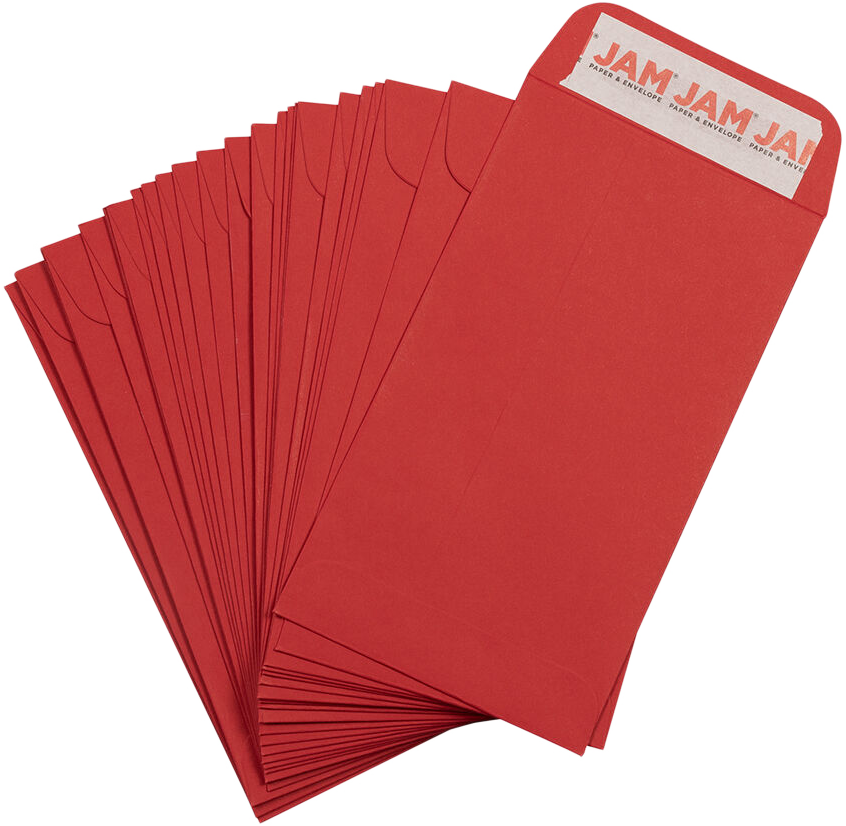 Red 32lb #5 1/2 Coin Envelopes (3 1/8 x 5 1/2) with Peel & Seal
