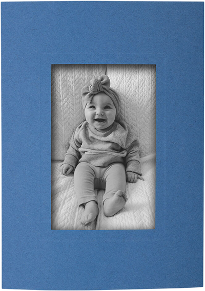 Blue 65lb 5 x 7 Foldover Cards with 25 x 4 Photo Opening