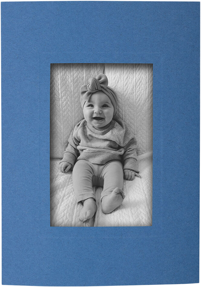 Blue 65lb 5 x 7 Foldover Cards with 25 x 4 Photo Opening
