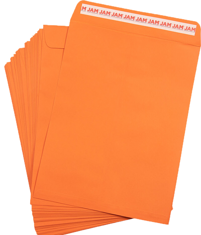 Mandarin Orange 32lb 9 x 12 Open End Envelopes with Peel & Seal