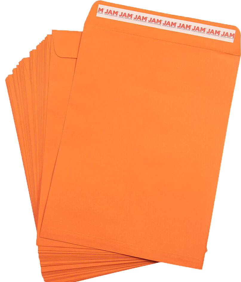 Mandarin Orange 32lb 9 x 12 Open End Envelopes with Peel & Seal