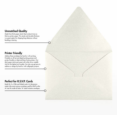 White Quartz Metallic 32lb A1 Contour Flap Envelopes (3 5/8 x 5 1/8)