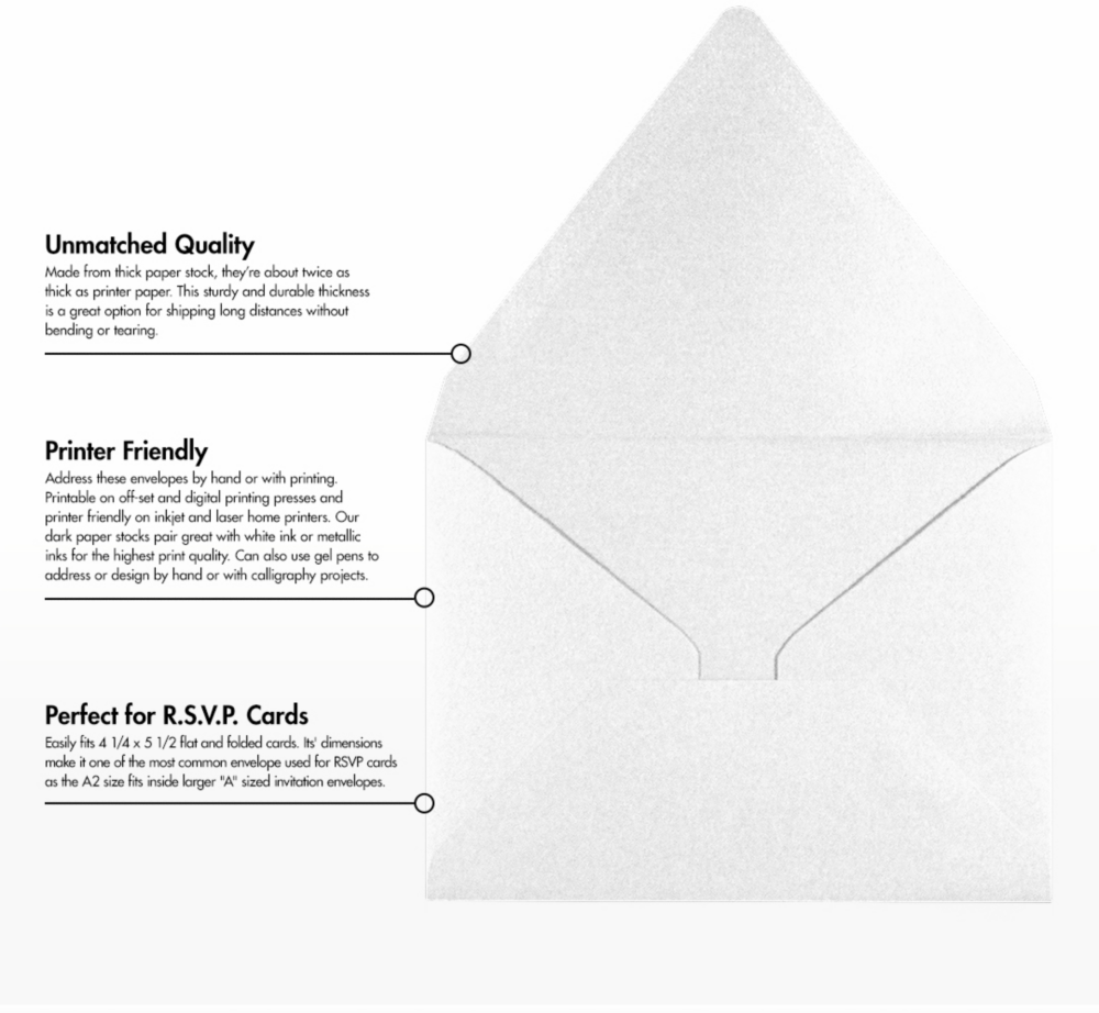 Crystal White Metallic 32lb A2 Contour Flap Envelopes (4 3/8 x 5 3/4