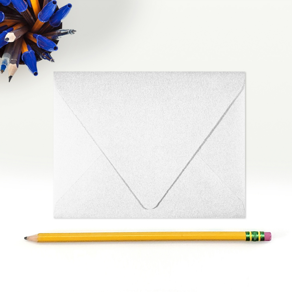 Crystal White Metallic 32lb A2 Contour Flap Envelopes (4 3/8 x 5 3/4