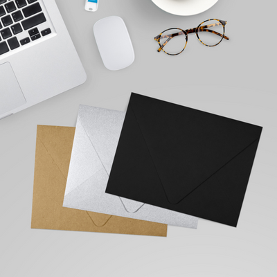 Smooth Midnight Black 32lb A2 Contour Flap Envelopes (4 3/8 x 5 3/4