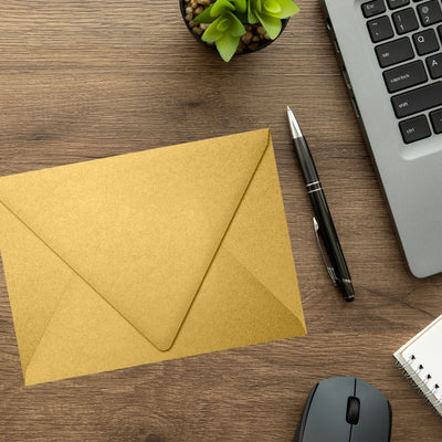 Gold Metallic 32lb A7 Contour Flap Envelopes (5 1/4 x 7 1/4)