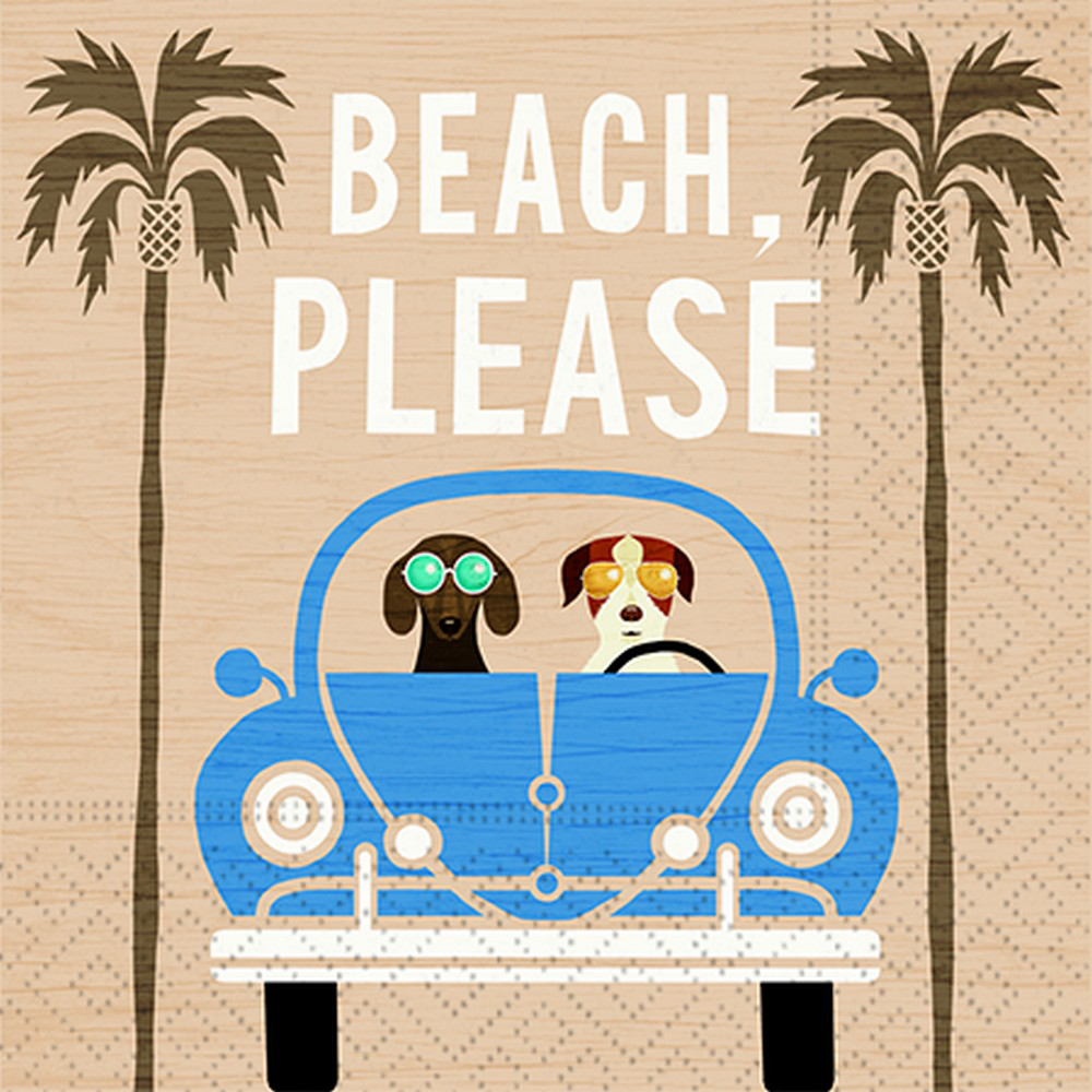 Beach Please 5 x 5 Novelty Holiday Cocktail Napkins - 20 Pack