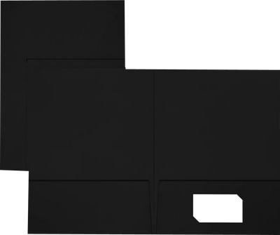 Black Linen 9 x 12 Folders with Front Cover Lower Right Card Slits