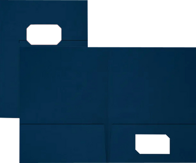 Nautical Navy Blue Linen 9 x 12 Folders with Front Cover Center Card Slits