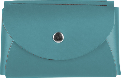 Teal Leather Business Card Case with Round Flap - 20 Card Capacity