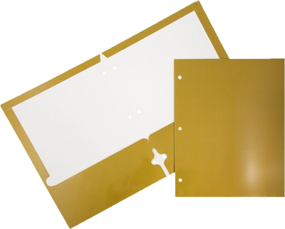 Glossy Gold 9 x 12 3 Hole Punch Folders