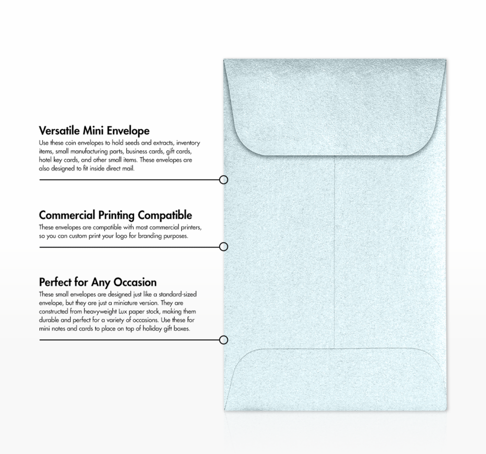 Aquamarine Blue Metallic 32lb #1 Coin Envelopes (2 1/4 x 3 1/2)