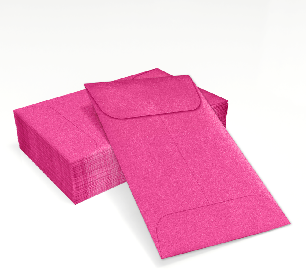 Azalea Fuchsia Pink Metallic 32lb #1 Coin Envelopes (2 1/4 x 3 1/2)