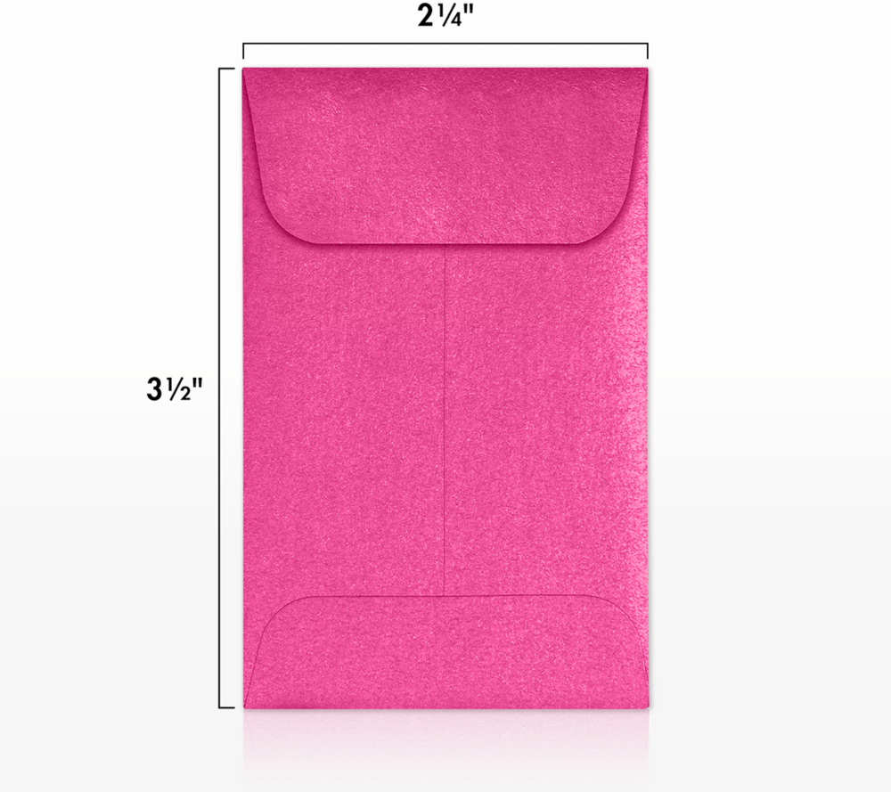 Azalea Fuchsia Pink Metallic 32lb #1 Coin Envelopes (2 1/4 x 3 1/2)