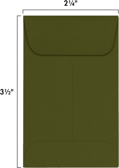 Dark Green Olive 28lb #1 Coin Envelopes (2 1/4 x 3 1/2)