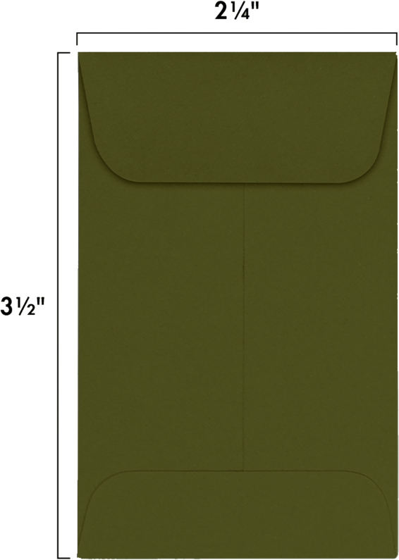 Dark Green Olive 28lb #1 Coin Envelopes (2 1/4 x 3 1/2)