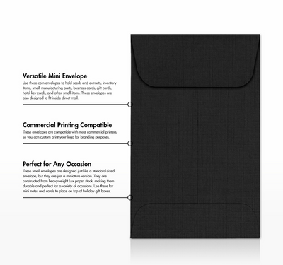 Black Linen 32lb #1 Coin Envelopes (2 1/4 x 3 1/2)