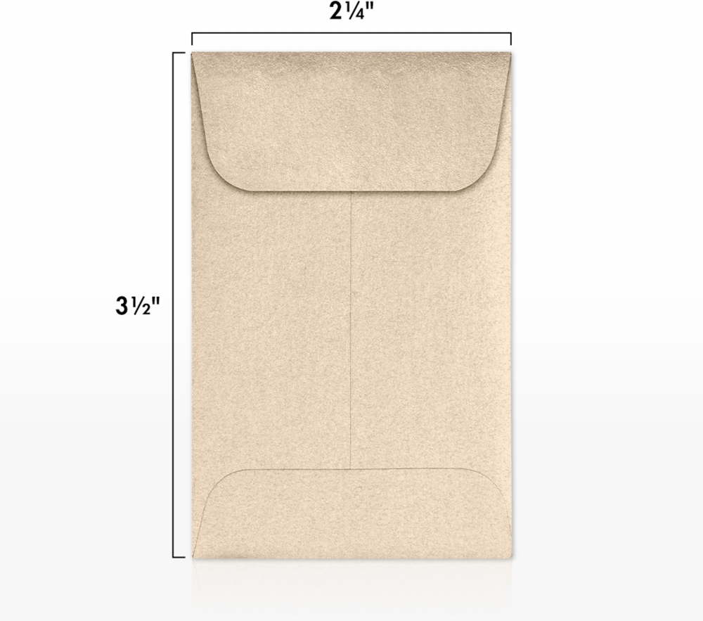 Light Brown Taupe Metallic 32lb #1 Coin Envelopes (2 1/4 x 3 1/2)