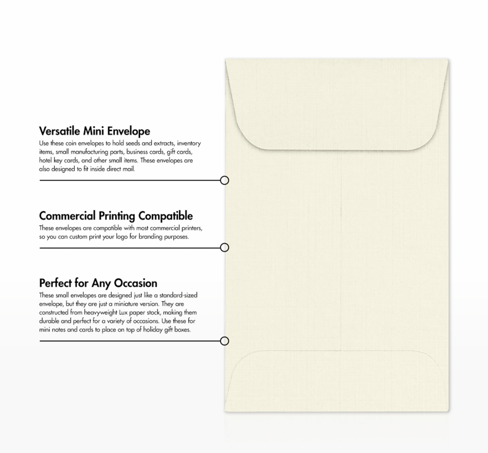 Natural Linen 32lb #1 Coin Envelopes (2 1/4 x 3 1/2)