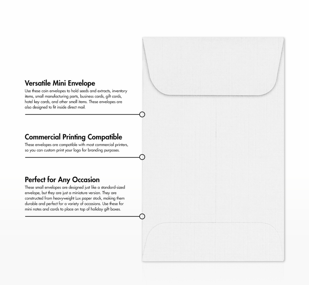 White Linen 32lb #1 Coin Envelopes (2 1/4 x 3 1/2)