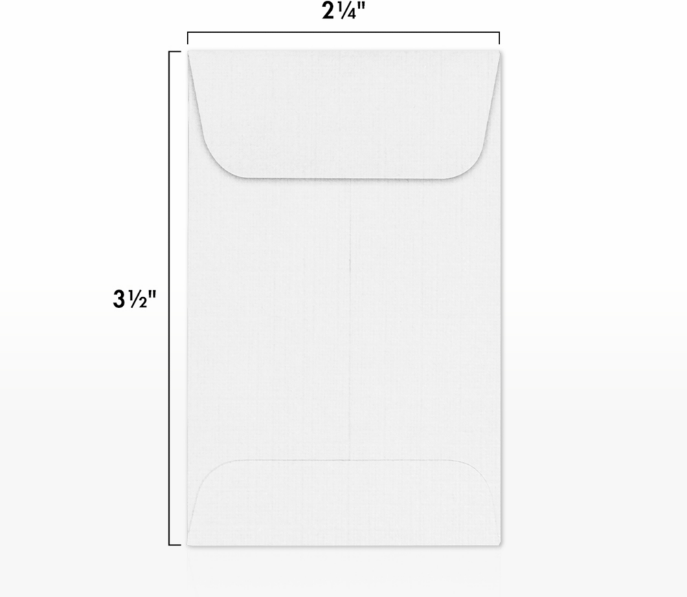White Linen 32lb #1 Coin Envelopes (2 1/4 x 3 1/2)