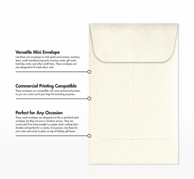 Champagne Ivory Metallic 32lb #1 Coin Envelopes (2 1/4 x 3 1/2)