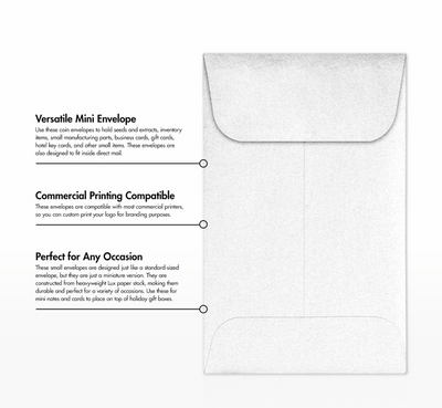 Crystal White Metallic 32lb #1 Coin Envelopes (2 1/4 x 3 1/2)