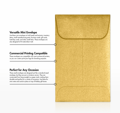 Gold Metallic 32lb #1 Coin Envelopes (2 1/4 x 3 1/2)
