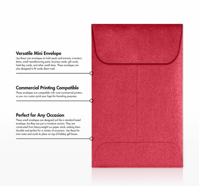 Jupiter Red Metallic 32lb #1 Coin Envelopes (2 1/4 x 3 1/2)