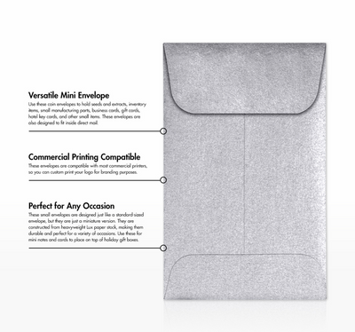 Silver Metallic 32lb #1 Coin Envelopes (2 1/4 x 3 1/2)