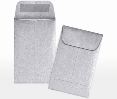 Silver Metallic 32lb #1 Coin Envelopes (2 1/4 x 3 1/2)