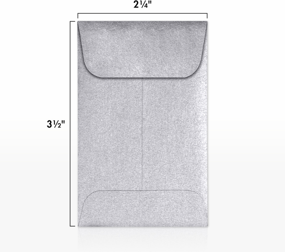Silver Metallic 32lb #1 Coin Envelopes (2 1/4 x 3 1/2)