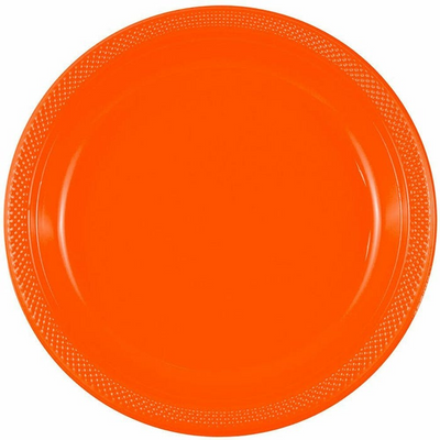 Orange and Black Party Tableware Kit (Small and Medium Plastic Plates, Lunch and Beverage Napkins, Plastic Cups, and Plastic Tablecovers) - 160 Pack