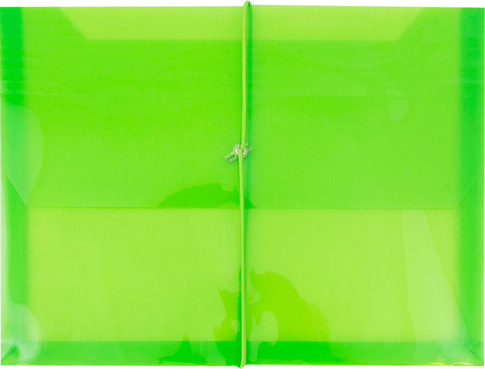 Lime Green Letter (9 3/4 x 13) Booklet with 2 5/8" Expansion Plastic Envelopes with Elastic Plastic